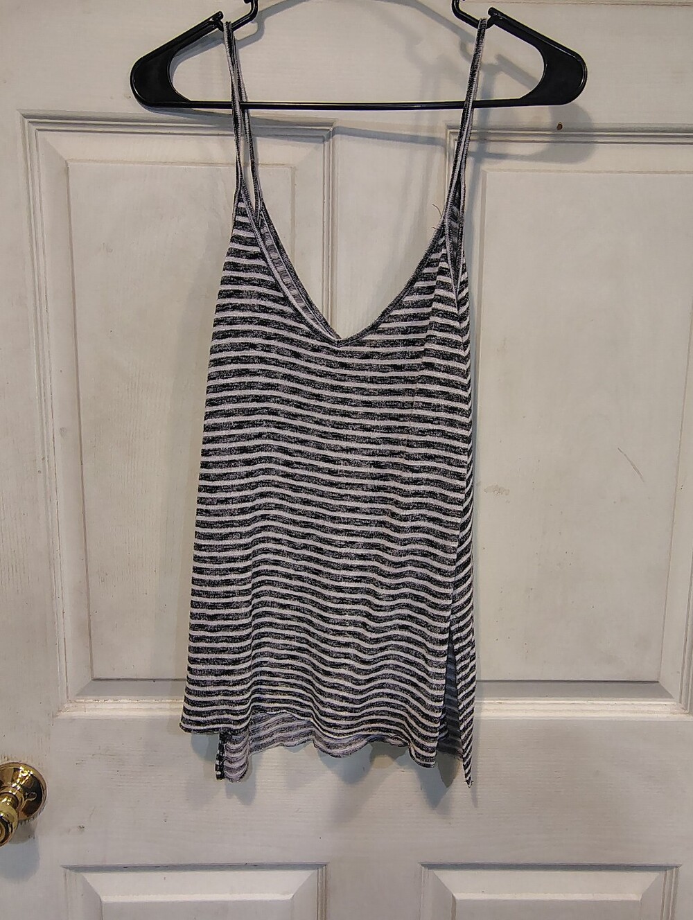 Charlotte Russe Women's Size L Grey Strip Tank Top